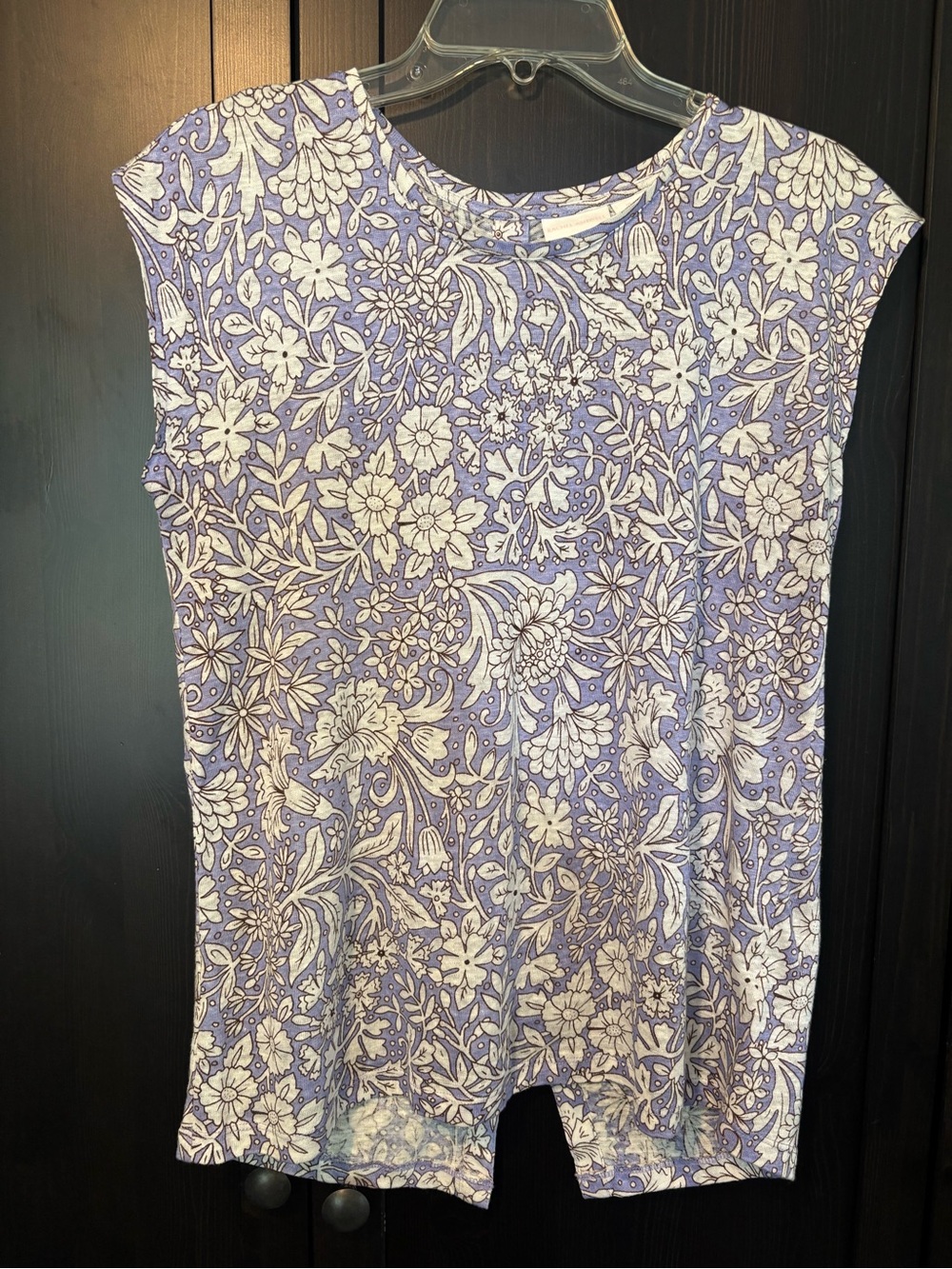 Rachel Ashwell Purple Floral 100% Linen Top